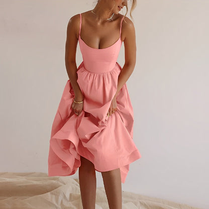 Fabiana - Robe évasée pour femme avec bretelles fines et volants