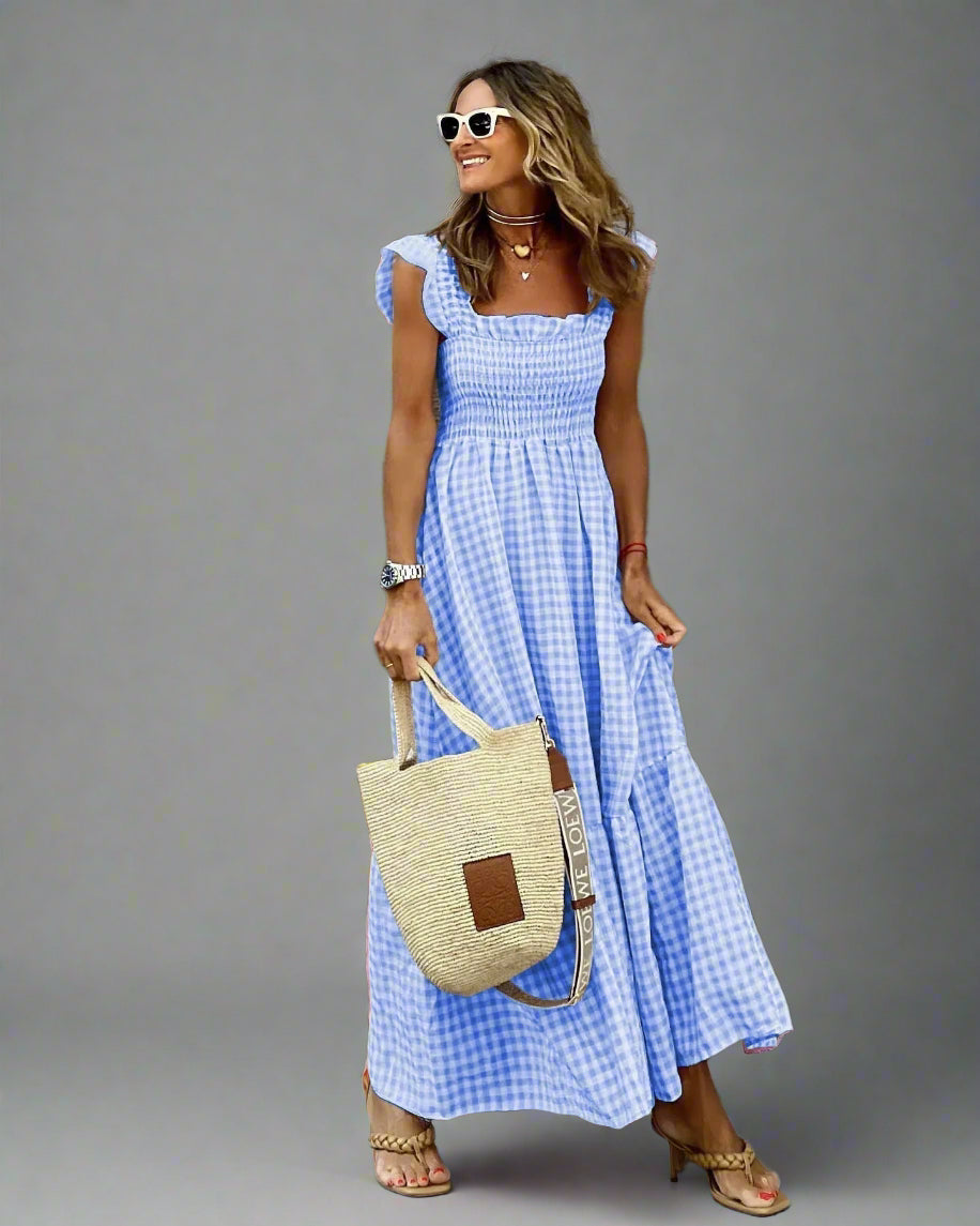 Bertha | Robe à Carreaux de Style Rétro pour Élégance et Confort au Quotidien