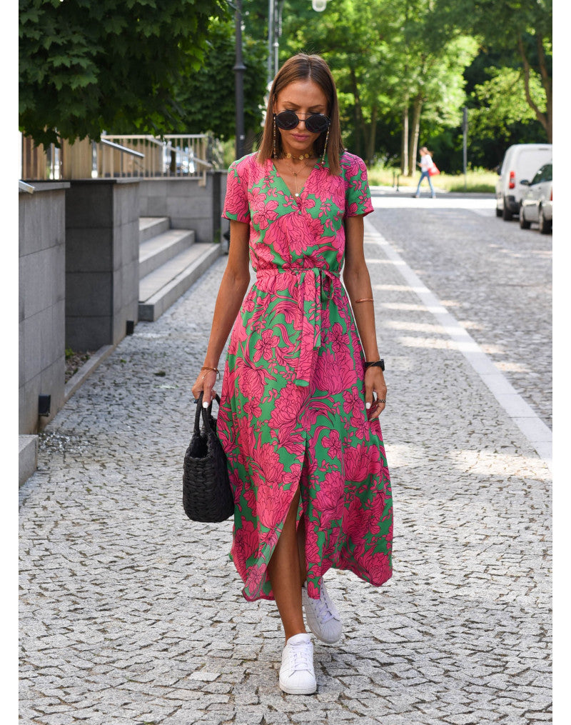 Alina – Robe Midi Enveloppante Florale