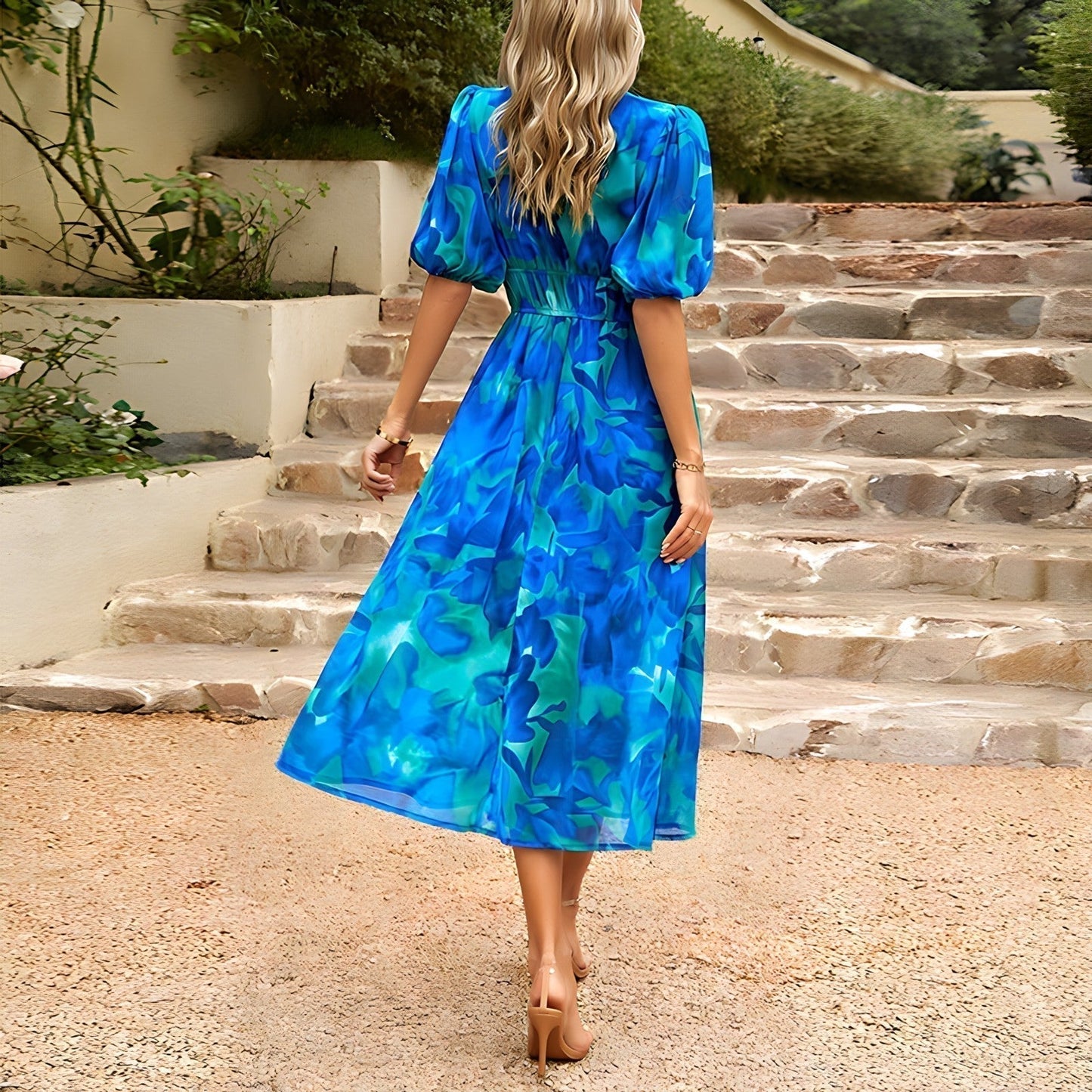 Isolde - Robe midi avec décolleté en V