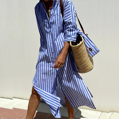 Hazel - Robe Midi Rayée Élégante et Confortable