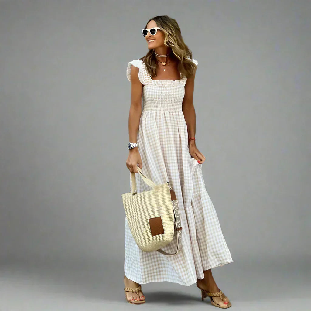 Bertha | Robe à Carreaux de Style Rétro pour Élégance et Confort au Quotidien