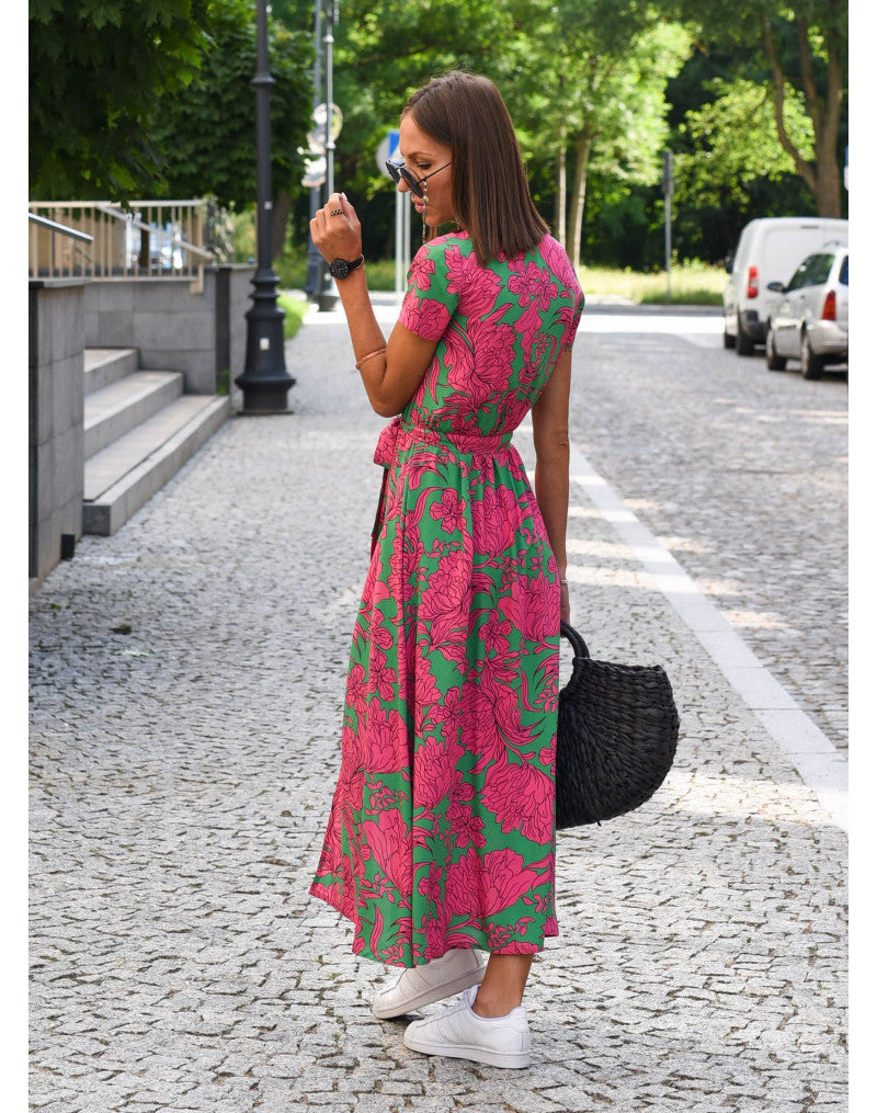 Alina – Robe Midi Enveloppante Florale