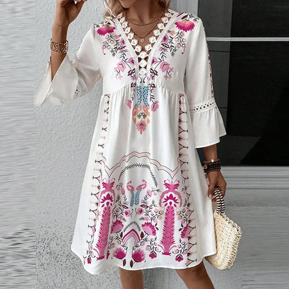 Kissia ~ Robe d'Impression Artistique Inspirée par le Bohème