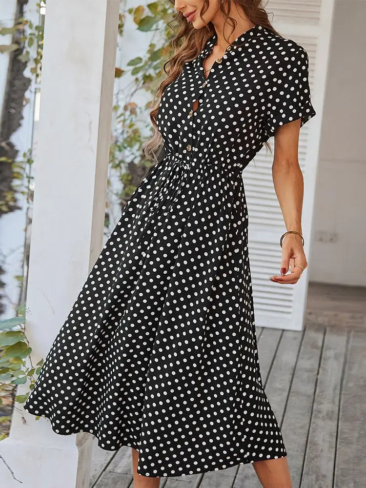 Dotarie™ Robe Chemise Midi à Pois