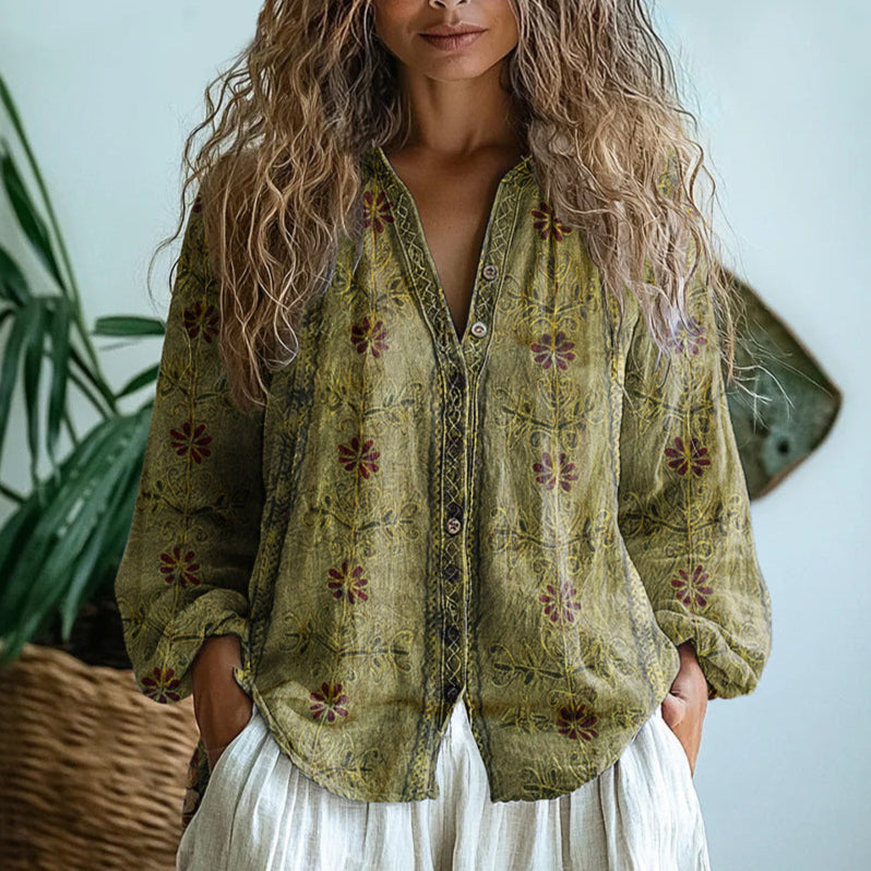Ambre | Blouse Feuille Vintage