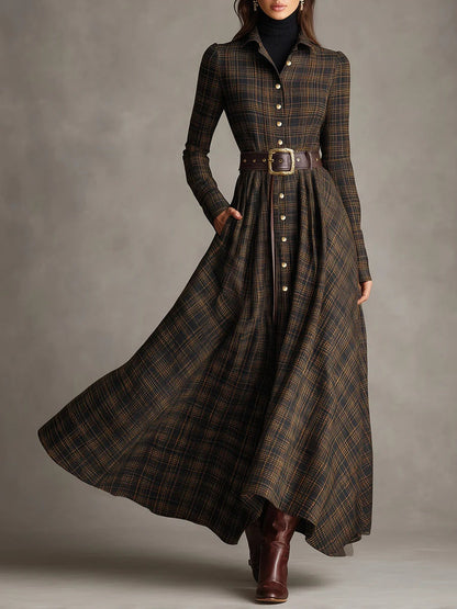 Guti | Robe longue chemise à carreaux