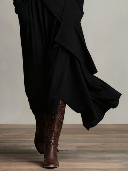 RENATA – ROBE MAXI ASYMÉTRIQUE ÉLÉGANTE À COL MONTANT