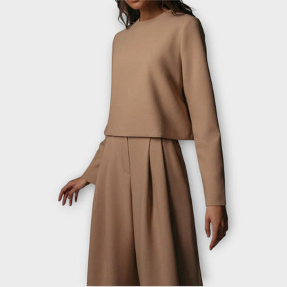 Ensemble Élégant de Deux Pièces avec Pantalons Amples
