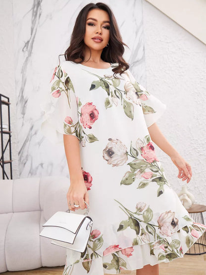 Judith | Robe en Chiffon Élégante avec Imprimé Floral