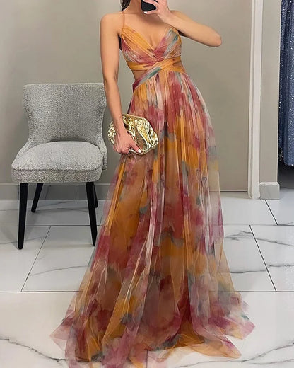 Robe Élegante Imprimée avec Col Halter de Sophia