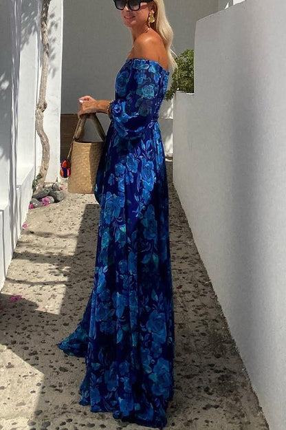Calista | Robe Maxi Fleurie avec Épaules Découvertes