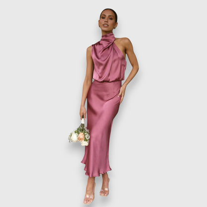 Daisy | Élégant Robe en Satin avec Décolleté Halter