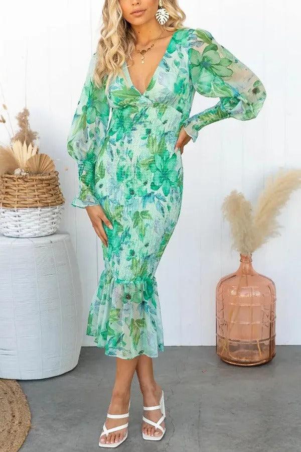 Melissa - Robe Midi à Volants Floraux