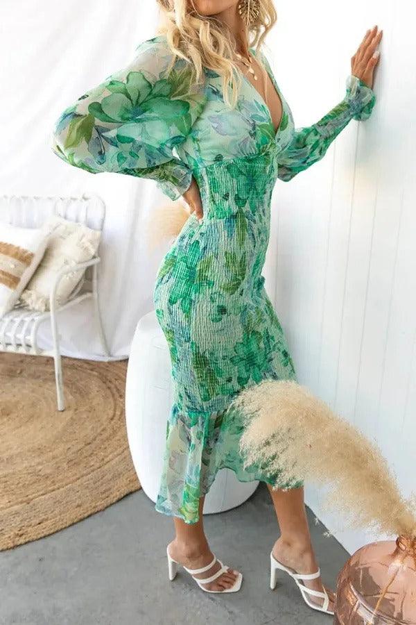 Melissa - Robe Midi à Volants Floraux