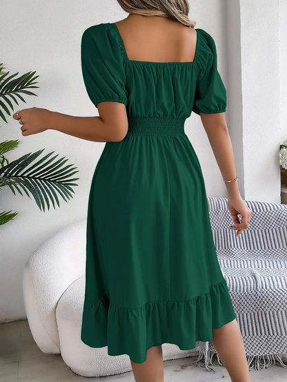 Riley™ - Robe en Lin à Manches Courtes et Décolleté en V Élégant