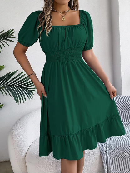 Riley™ - Robe en Lin à Manches Courtes et Décolleté en V Élégant