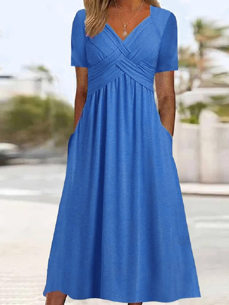Pien - Robe Croisée à Manches Courtes.