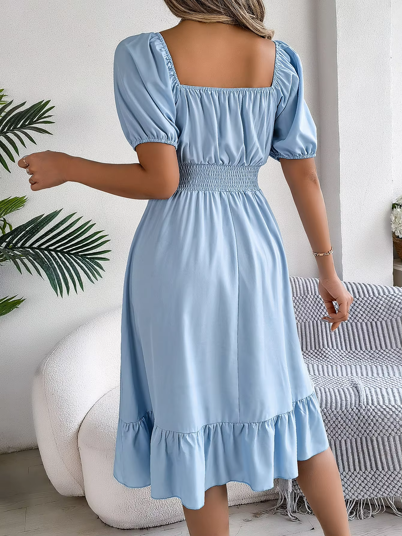 Riley™ - Robe en Lin à Manches Courtes et Décolleté en V Élégant