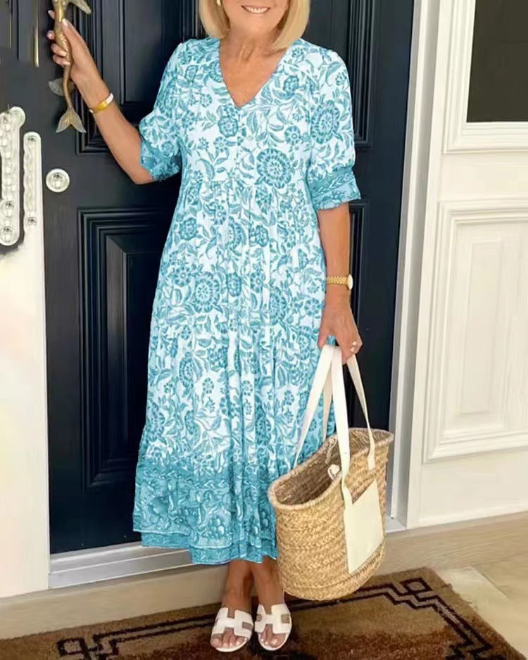 Lilara - Robe Florale Boho avec Décolleté en V Profond