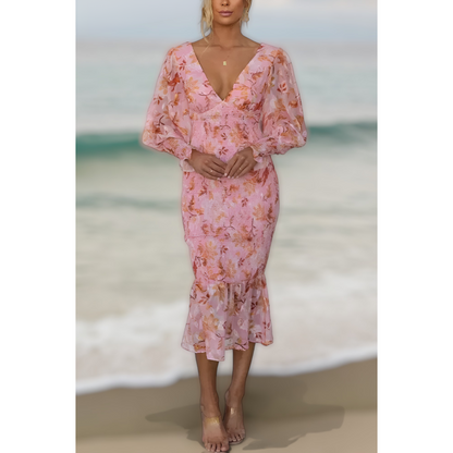 Melissa - Robe Midi à Volants Floraux