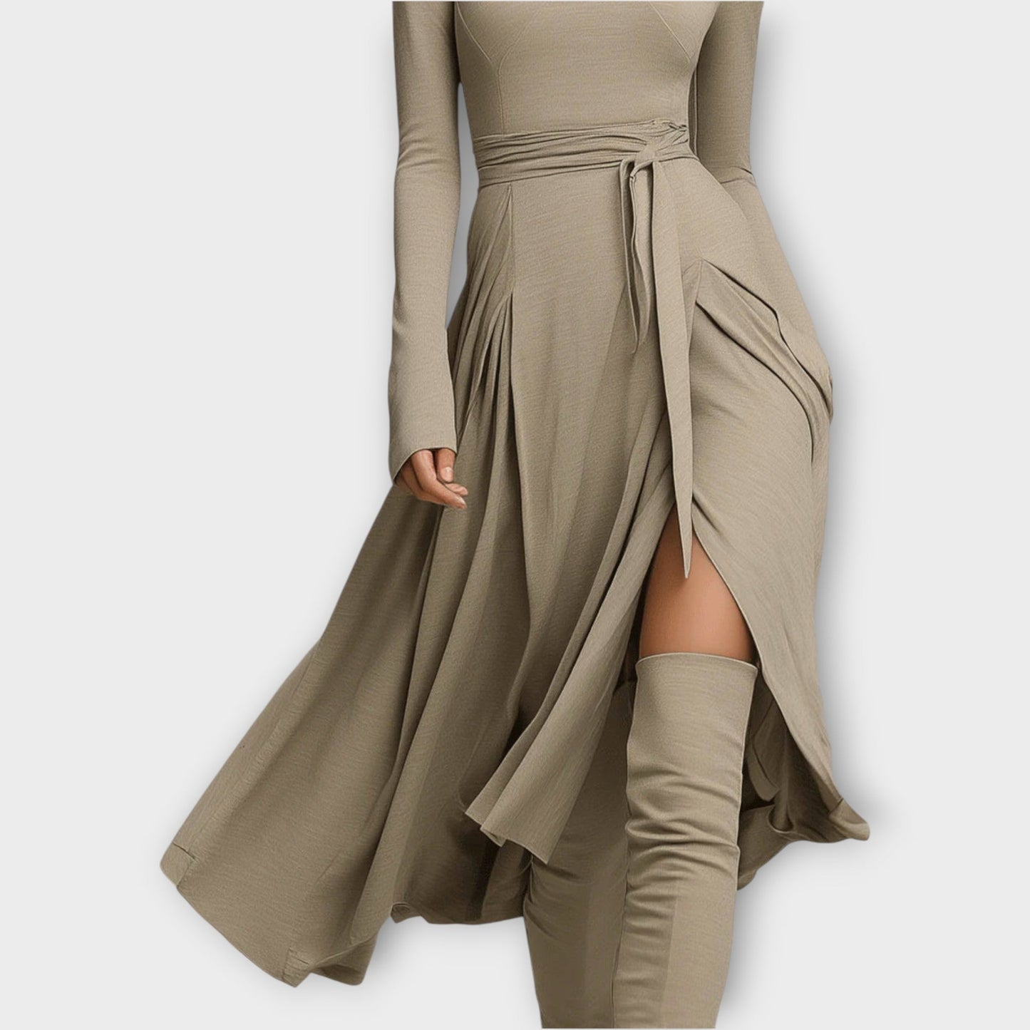 Robe Maxi Enveloppante avec Col Haut Élégant