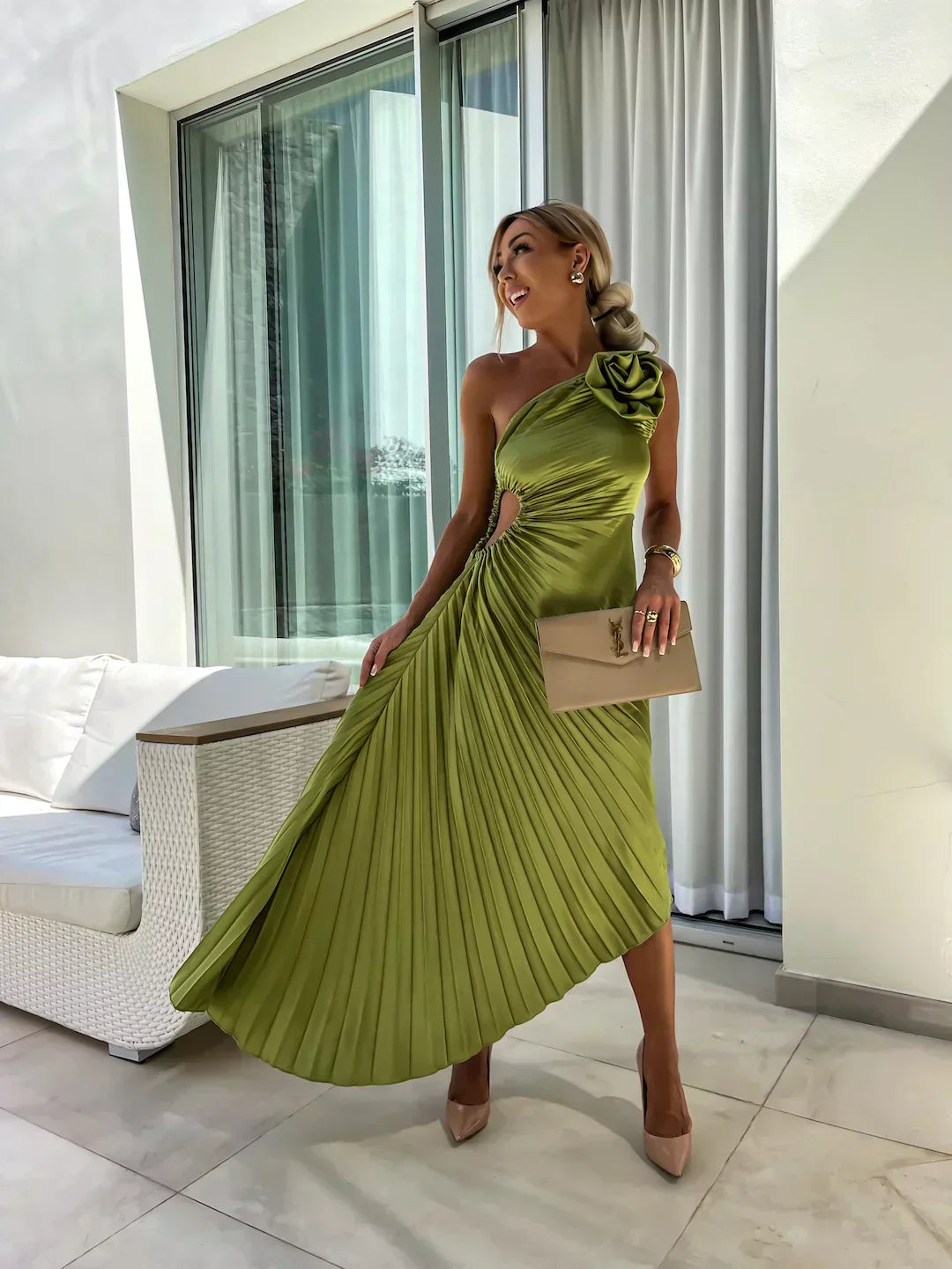Dariella | Robe Florale Romantique à Une Épaule