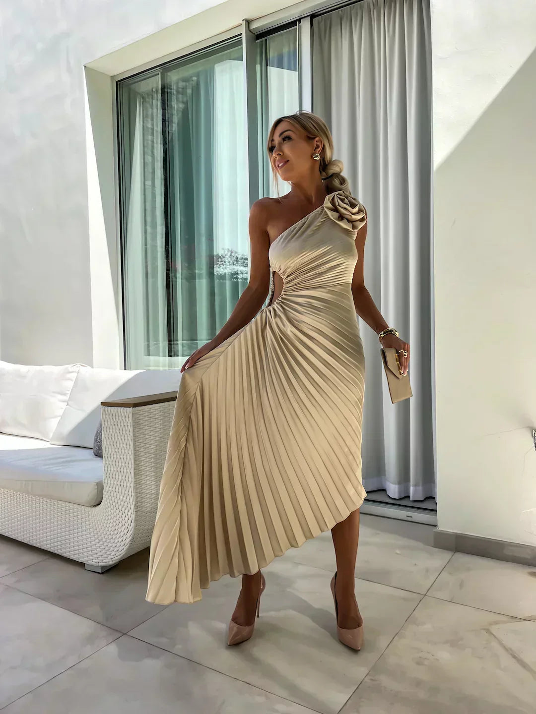 Dariella | Robe Florale Romantique à Une Épaule