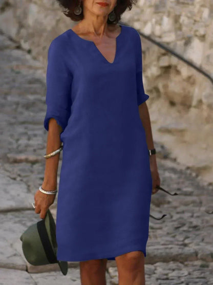 Sophia | Robe Midi Décontractée avec Décolleté en V