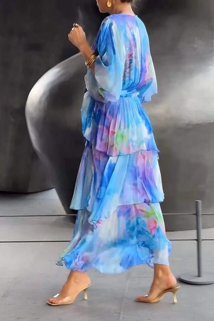 Sarina - Robe longue élégante en couleurs multiples