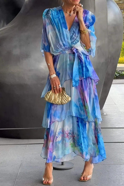 Sarina - Robe longue élégante en couleurs multiples